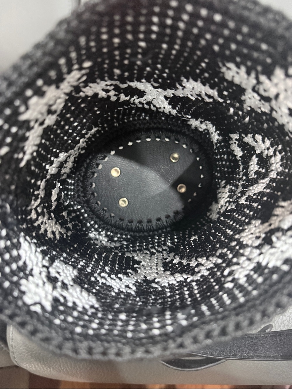 Handmade Black and White Woven crochet Crossbody Bag